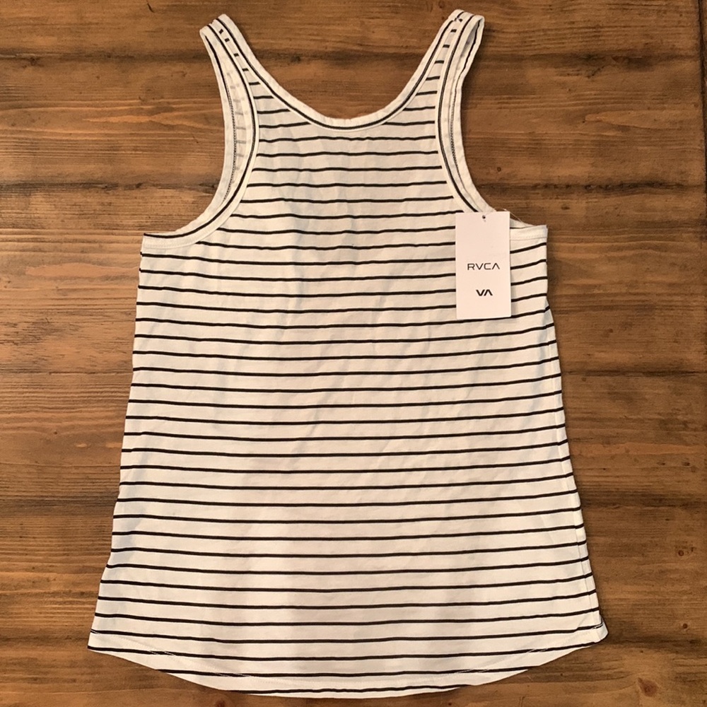 NWT RVCA Label Drop Back Ivory Striped Top - Picture 8 of 8